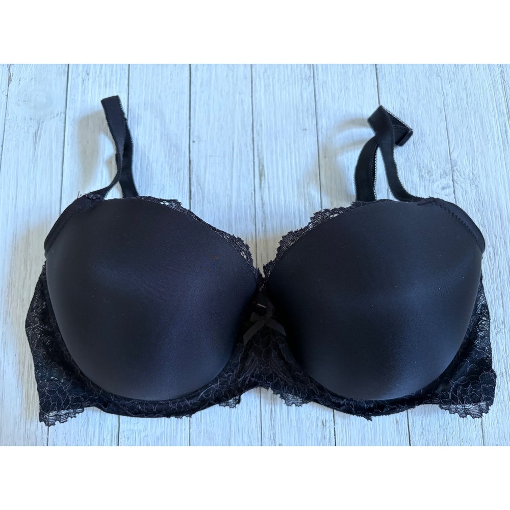 Victoria's Secret Dream Angels Black Lined Demi‎ Lace Bra 34DD 325178-DL3